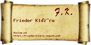 Frieder Klára névjegykártya